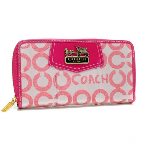 Coach In Signature Large Fuchsia Wallets AXK | Women - Click Image to Close